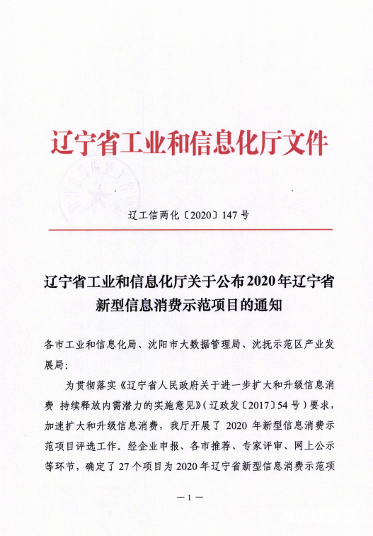 遼聯(lián)信息數(shù)字城區(qū)榮獲遼寧省新型信息消費示范項目